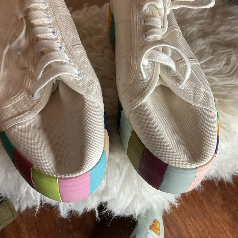 Superga White Platform 2790 Lace Up Rainbow sneakers 41.5/10